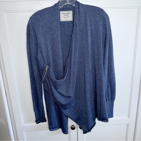 Abercrombie and Fitch Navy Blue Drape Waterfall Cardigan Small - Picture 3 of 12